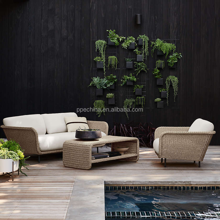 Wholesale Outdoor Seating Sectional Metal Aluminum Frame Customised Poly Rope Garden Sofa Set Frame Style Design