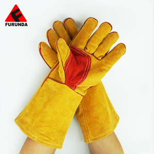 Guantes Largos de Soldador de 14 Pulgadas para Trabajo Pesado de Cuero Partido de Vaca Resistentes al Calor - Product Image 3