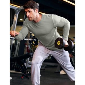 T-shirts texturés tricotés à col rond décontractés personnalisés pour hommes T-shirts à manches longues d'entraînement de gymnastique musculaire - Product Image 4