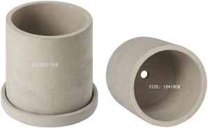 Vaso rotondo <span class=keywords><strong>in</strong></span> <span class=keywords><strong>cemento</strong></span> con supporto <span class=keywords><strong>in</strong></span> legno per interni per esterni vasi di piante <span class=keywords><strong>in</strong></span> calcestruzzo a forma di cilindro succulente rack piano uso Desktop - Product Image 5