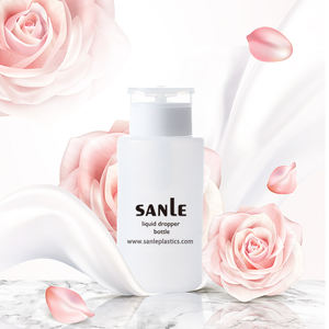 دفع إلى أسفل فارغة مضخة موزع زجاجات بلاستيكية PE مستحضرات تجميل زجاجة قابلة للقفل لطلاء الأظافر الكحول ، الأسيتون - Product Image 1
