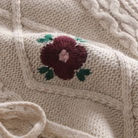 Cardigan brodé floral de style coréen rétro pour femme – Haut en maille respirant et fin, style décontracté pour le printemps