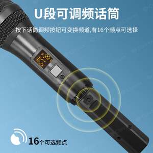 TNH UM-PU01 2 Mics microfono palmare Wireless UHF con ricevitore ricaricabile microfoni e sistemi Wireless palmari - Product Image 3