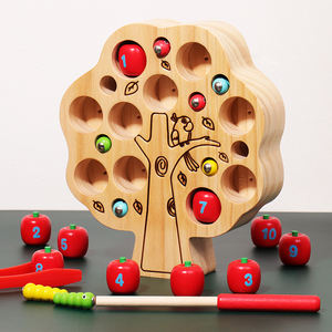 Clip de madera para niños, <span class=keywords><strong>juego</strong></span> de gusano <span class=keywords><strong>Apple</strong></span> Catch, número de aprendizaje de matemáticas, habilidad motora fina, juguetes educativos para niños y niñas - Product Image 6