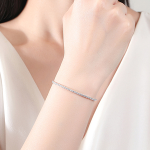 Braccialetto a catena in rodio da donna con ciondolo e zircone da 2mm 925 coreano in <span class=keywords><strong>argento</strong></span> Sterling moda ragazza 925 - Product Image 3