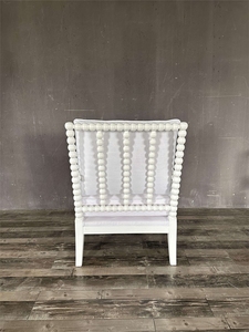 Customizable Hamptons Style White Wooden Bobbin <strong>Spindle</strong> Arm <strong>Chair</strong> with Metal Frame Modern Design Home Furniture for Living Room - Product Image 4