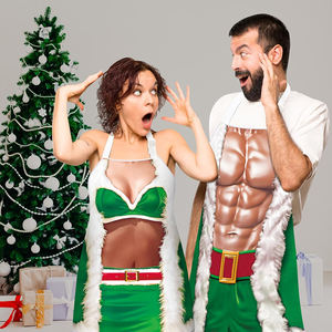 Lot de 2 tabliers amusants de Noël, costumes de cuisine créatifs, imperméables, pour couples, pour les fêtes, la pâtisserie, le barbecue, les cadeaux de cuisine - Product Image 5