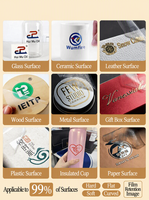 Autocollant personnalisé en cristal UV DTF à transfert à froid, logo 3D en relief, étiquette de transfert imperméable pour l'emballage de boîtes à gâteaux de boulangerie