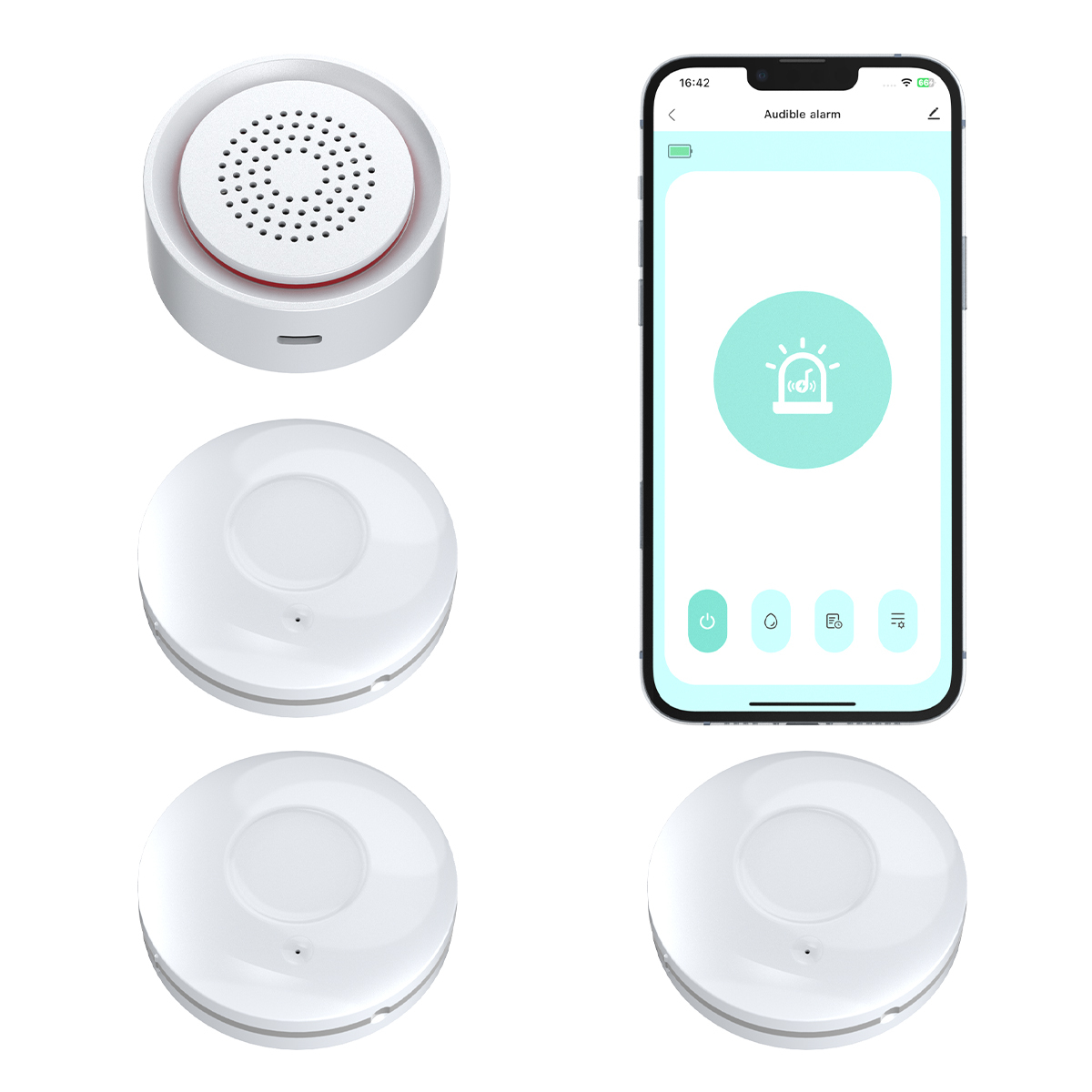 Graffiti WiFi Sound and Light Alarm and Three Water Sensor Set