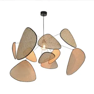 Japan style Mini decorative natural rattan hanging ball lighting interior woven bamboo pendant lamp lights for kitchen