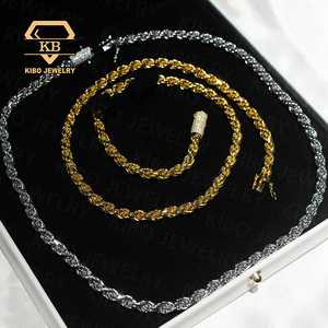힙합 남성 목걸이 아이스드 <span class=keywords><strong>6mm</strong></span> 로프 체인 925 실버 골드 도금 모이사나이트 로프 체인 다이아몬드 컷 - Product Image 6