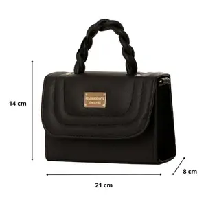 Sac bandoulière pour femme Fana Ruby, cuir PU noir, chaîne dorée, style minimaliste, usage quotidien estival - Product Image 4