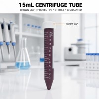 Tube de Centrifugation Stérile Marron de 15 ml avec Bouchon Gris, Tubes de Centrifugation en Plastique Jetables pour Laboratoire, Sachet Scellé - Vente en Gros
