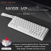 Clavier de jeu filaire Ajazz NK68 V2, éclairage arc-en-ciel, 65%, portable, compact, clavier de jeu pour ordinateur, interrupteur rouge, clavier mécanique