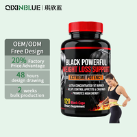 Suplementos Dietéticos Herbales Quemagrasas Naturales para Adelgazar en Adultos, Cápsulas Negras Potentes, 120 Unidades