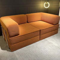Sofá de Compresión al Vacío Estilo Japonés, Dos Plazas, para Sala de Estar, Apartamento Pequeño, Diseño Recto, Sin Estructura, Funda de Franela, Esponja de Alta Densidad