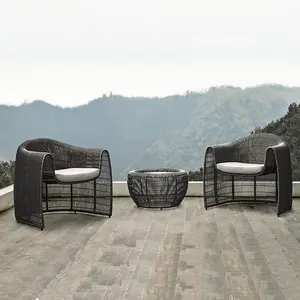 ガーデンポリ籐籐レジャー快適な屋外パティオ2椅子テーブル会話セット屋外用家具セット