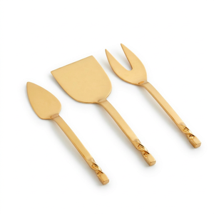 Golden <b>Cheese</b> <b>Knife</b> <b>Set</b> With Twisted Handles Durable Metal <b>Cheese</b> Tools Dishwasher Safe For Serving Use And Kitchen Use - Product Image 1