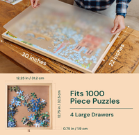 Table de puzzle portable avec tiroirs et couvercle, 30"x22", pour adultes, capacité 1000 pièces