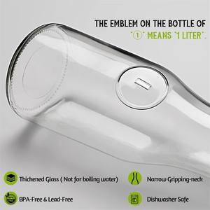 Carafe en verre avec couvercle 1 litre – Pichet en verre transparent pour brunch, eau, jus, lait, thé, limonade - Product Image 3