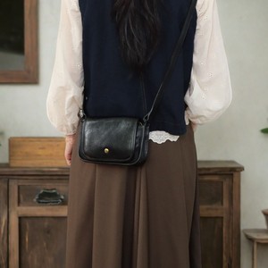 Women's Top Grain Cowhide Shoulder <b>Bag</b> 7 Inch Horizontal Square Cover Type Portable Everyday Outfits Brown Black - Product Image 4