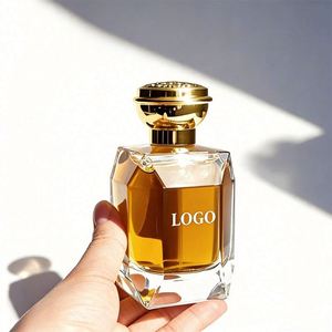 High Quality 30ml/50ml/100ml Glass <b>Perfume</b> Bottle Gold Cap Clear Crimp Pump <b>Atomizer</b> Carton Packaging Irregular Empty Spray - Product Image 2