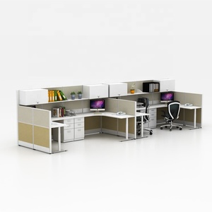 Bảng Chia Độc Đáo Hình Chữ L Hiện Đại Tủ Máy Tính Bàn Văn Phòng Làm Việc 4 Chỗ Có Tủ Trên Cao Bán - Product Image 2