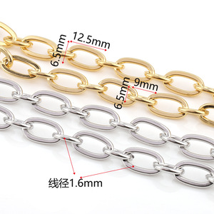 Stainless Steel Gold Plated Chain 18k Flattened O Shape For <b>Bags</b> Sweaters DIY Jewelry <b>Accessories</b> European American Style - Product Image 2