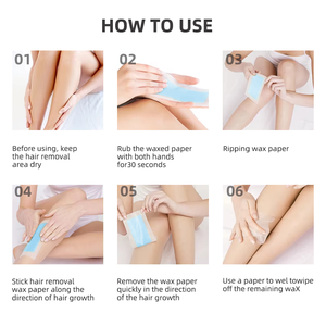 Bandes de <span class=keywords><strong>cire</strong></span> dépilatoire naturelle à usage nomade OEM ODM pour une épilation rapide et <span class=keywords><strong>facile</strong></span> du visage, des jambes, des bras et du corps - Product Image 6