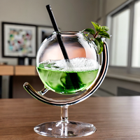 Tasse d'affaires ronde en verre borosilicate de 330 ml en forme de carte avec couvercle pour thé aux perles, café et jus – Design écologique soufflé à la main