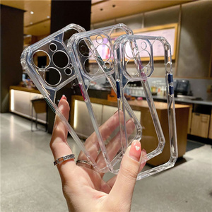 เคสกันกระแทก TPU สีเหลืองสำหรับ iPhone 13 14 15 PRO MAX ปุ่มเคลือบอิเล็คโทรเพลทอะคริลิคใสแบบแข็ง - Product Image 1