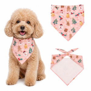 Bandana pour chien à imprimé bonhomme de neige et pain d'épices, double couche réversible, foulard triangulaire pour animaux de compagnie, pour la décoration des fêtes de Noël - Product Image 1