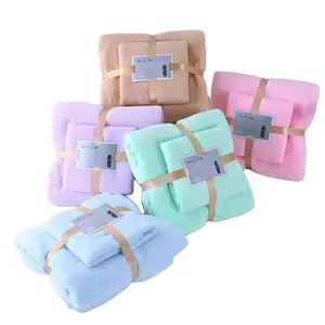 Two-piece Beach Micro Fiber Towels Bath 100% Cotton Luxury Soft Gift Toallas Hotel SPA Face Cloth Shower Bamboo Bath Towel Set