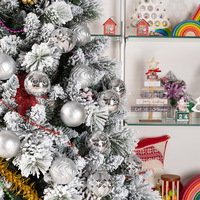 Juego de 16 Adornos Navideños de Alta Calidad, Bolas de 80mm en Plata, Oro y Rojo, Surtidas con Brillantina UV, Decoraciones para Interiores y Exteriores
