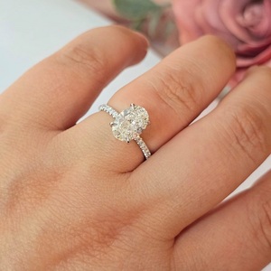 2 Carat Oval Lab Grown Diamond Engagement <b>Ring</b> Solid 14K Gold <b>Thin</b> Band Minimalist Solitaire Bridal Wedding for Certified VVS-VS - Product Image 5