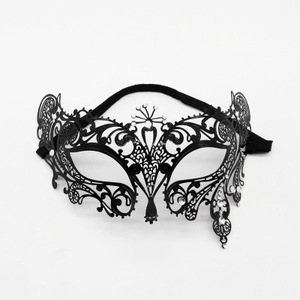 Maschere per feste veneziane da <span class=keywords><strong>donna</strong></span> Fashion Black Metal Laser-cut Dress <span class=keywords><strong>Costume</strong></span> show Wedding Masquerade Half Face Mask - Product Image 1