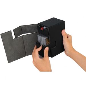 Boîte à cartes portable en cuir PU avec 2 tiroirs, plateau à dés et support magnétique pour jeux de société et cartes de stratégie - Product Image 3