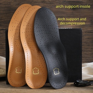 High Arch Support Orthotic Insoles for Men Women with Flat <b>Feet</b> Breathable PU Leather Sweat Absorbent Orthopedic Shoe Insert - Product Image 2