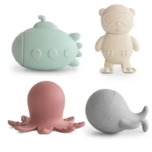 2024 nouvelle vente la plus chaude Silicone Sealife jouets de bain ensemble de jeu pour les tout-petits, 100% jouets de bain en Silicone de qualité alimentaire