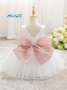 MQATZ Vestido de Fiesta Blanco Bonito <span class=keywords><strong>para</strong></span> Bebés <span class=keywords><strong>Niñas</strong></span>, Elegante Vestido Floral de Verano con Lazo Grande, Vestido de Boutique <span class=keywords><strong>para</strong></span> Cumpleaños de 3 Años QL002XZ - Product Image 2