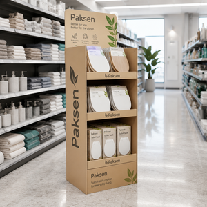 Présentoir en carton ondulé à niveaux personnalisable, imprimable, pour la promotion de produits sanitaires (sièges de toilettes, accessoires de salle de bain) en vente au détail - Product Image 2
