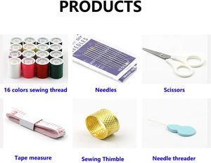 Kit de couture portable en plastique de 46 pièces pour débutants adultes, avec aiguilles et fils à coudre à la main - Product Image 4