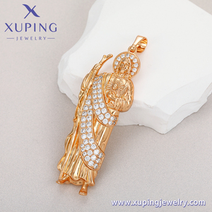 1113 Xuping Colgante de San Judas Tadeo con Pavé de Diamantes de Circonita Blanca y Colgantes de Nuestra Señora de la Santa Muerte - Product Image 2