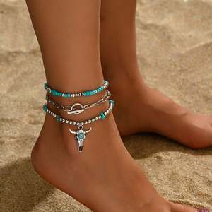 Pendientes de Mujer con Diseño Retro Europeo Americano, Cabeza de Vaca Turquesa Creativa, Estilo Vaquero Occidental, Multi-Estilo, Aleación de Moda - Product Image 6