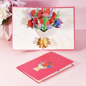 3D Bouquet Card Blessing Card Gift for Mothers Day Mom Wife Teacher's Day Pop up Flower Greeting All Occasions
