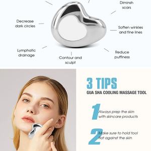 Rouleau de massage cryogénique en forme de cœur avec logo personnalisé, globes de glace en métal, outil de soin du visage, Gua Sha en acier inoxydable - Product Image 4
