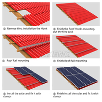 Système de fixation pour tuiles solaires photovoltaïques 10 kW avec crochets de toit solaires en aluminium et acier inoxydable, résistance au vent de 216 km/h