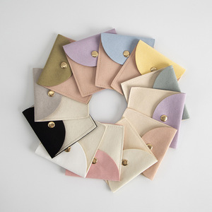 Jewelry Pouch <b>Envelope</b> Bag 8x8cm Fabric Snap Button Ring Packaging Jewelry Storage Pouches - Product Image 1