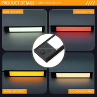Barre lumineuse LED murale ultra-fine en aluminium noir 260 mm pour armoire/salle de bain, DC12V/DC5V, blanc ambre, à intensité variable, tactile
