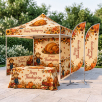 Kit de présentation pour fête de Thanksgiving d'automne pour Églises, Écoles, Magasins, Centres Commerciaux, avec comptoir cadeaux, panneau pop-up, bannière, nappe et drapeau